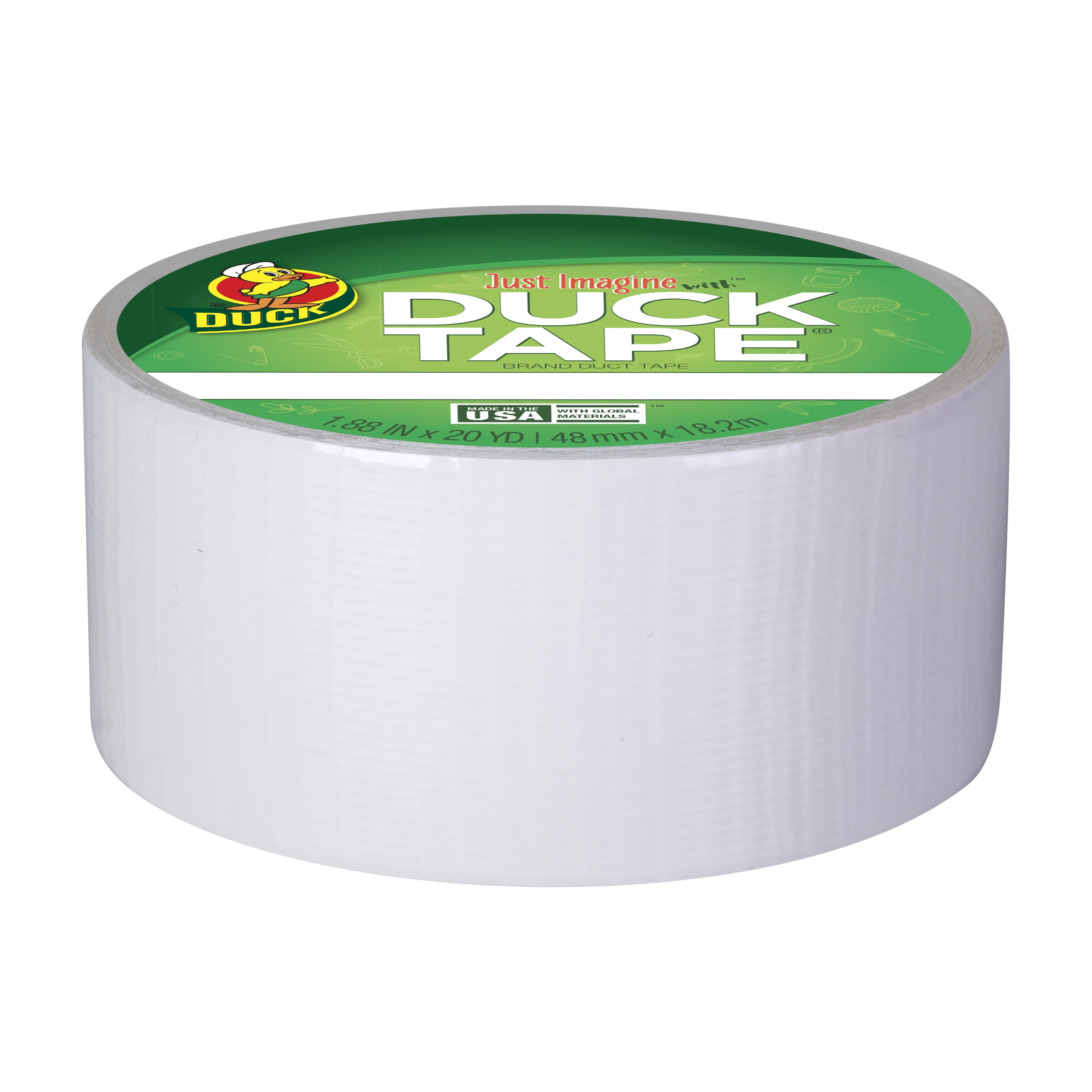 Duck Brand 1265015 Color Duct Tape, White, 1.88 Inches x 20 Yards