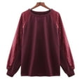thumbnail image 4 of Honeeladyy Sales Women's Shiny Sequins Decoration Blouse Raglan Long Sleeve Casual Tops Sequin Patchwork Comfy Loose Crewneck Pullover Red, 4 of 8
