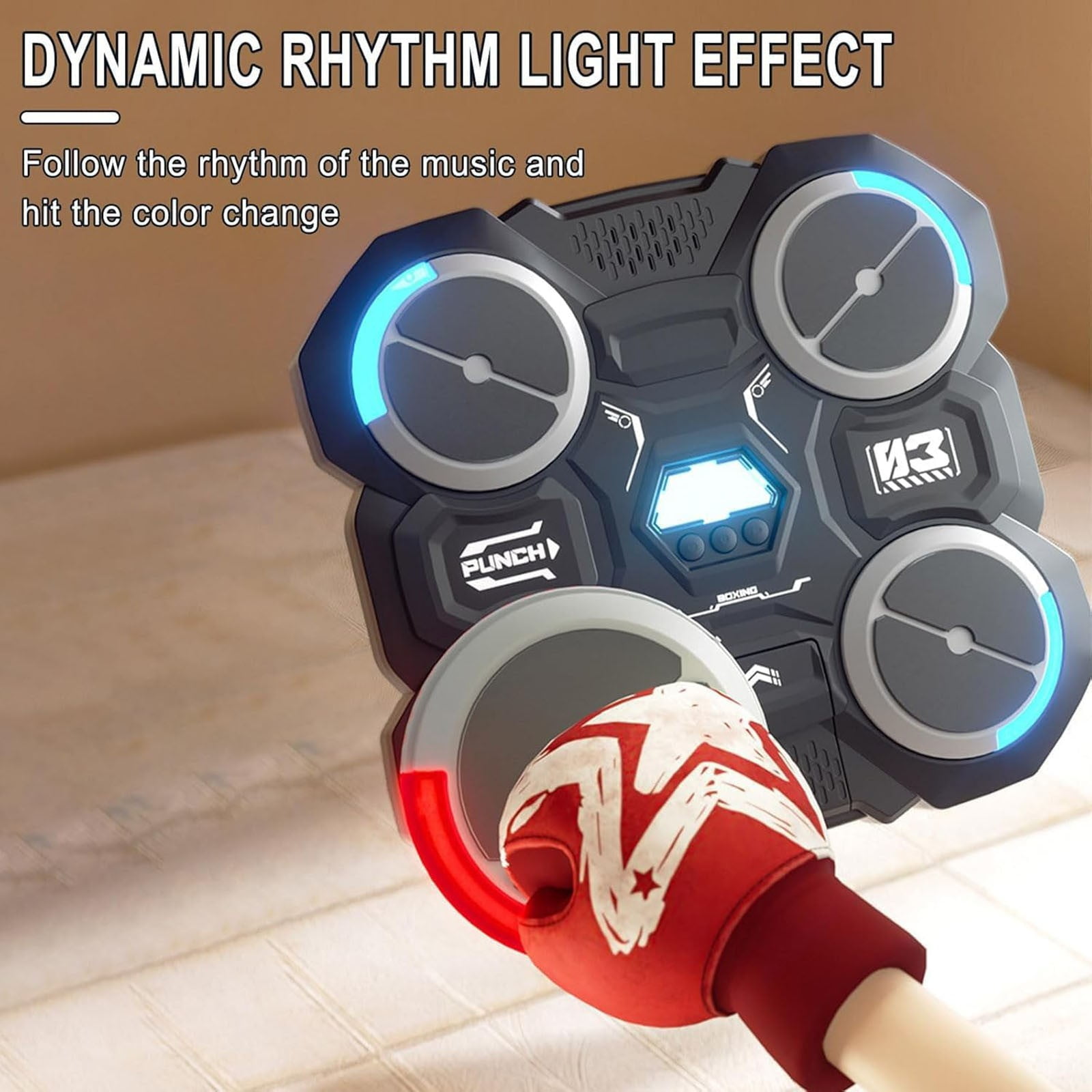 Music Boxing Machine with LED Counter, Boxing Trainer with Gloves for Home Gym, 3 Modes Bluetooth Fitness Equipment for Cardio Workout
