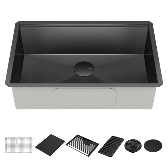 Delta 95B9031-30S Rivet 30" Undermount Single Basin Stainless Steel Kitchen Sink - PVD