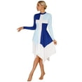 thumbnail image 6 of iEFiEL Womens Asymmetrical Praise Dance Dress Long Sleeve Overlay Choir Worship Costume Church Liturgical Dancewear Blue XL, 6 of 7
