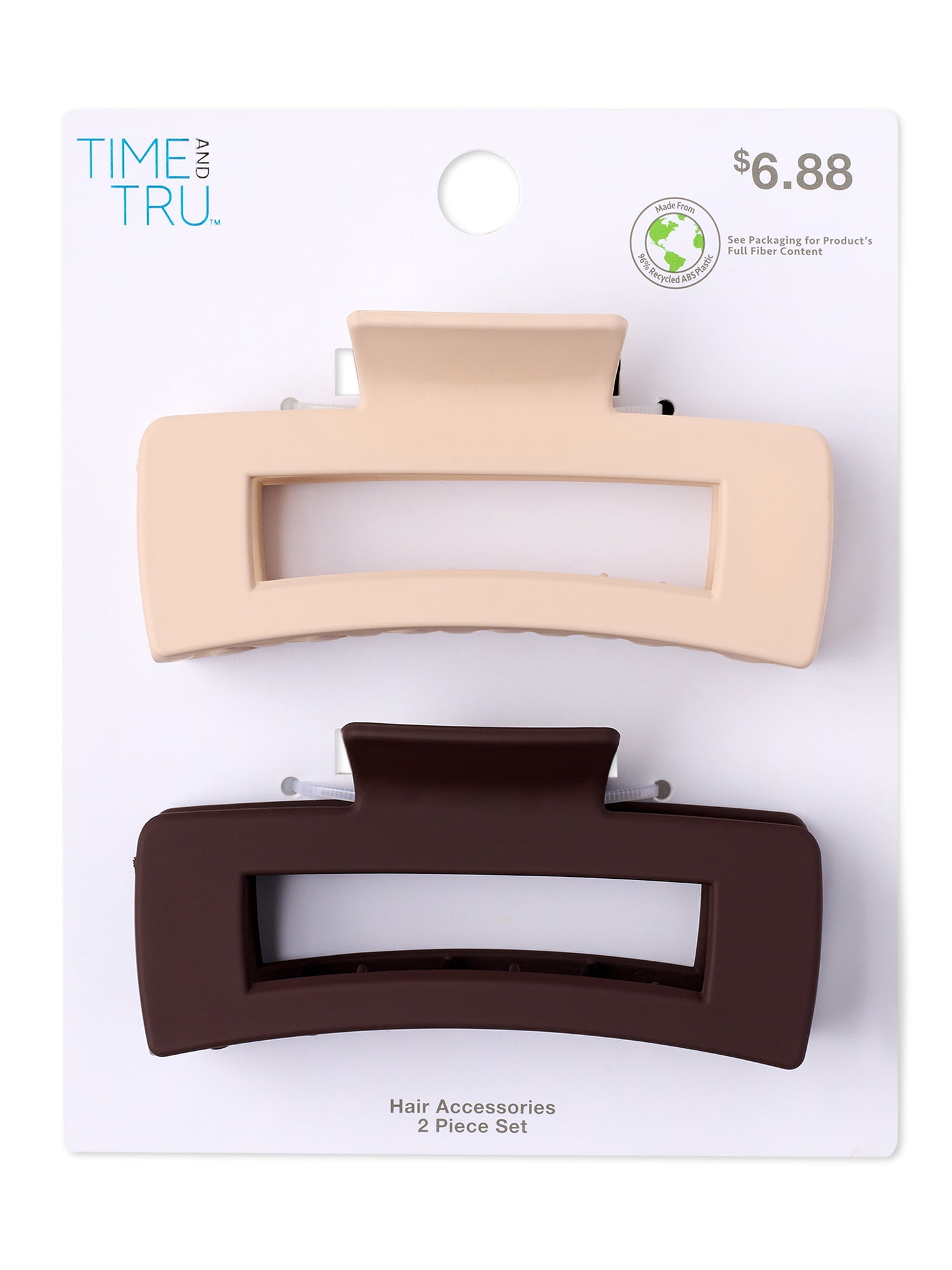 Time And Tru Women's Claw Clips, 2-Pack