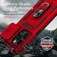 thumbnail image 4 of JTCASES for iPhone 14 Pro Max Case, Heavy Duty Protection Magnetic Car Mount Rotating Stand [Slide Camera Window] Rugged Shockproof Anti-fall Shell for iPhone 14 Pro Max, Red, 4 of 8