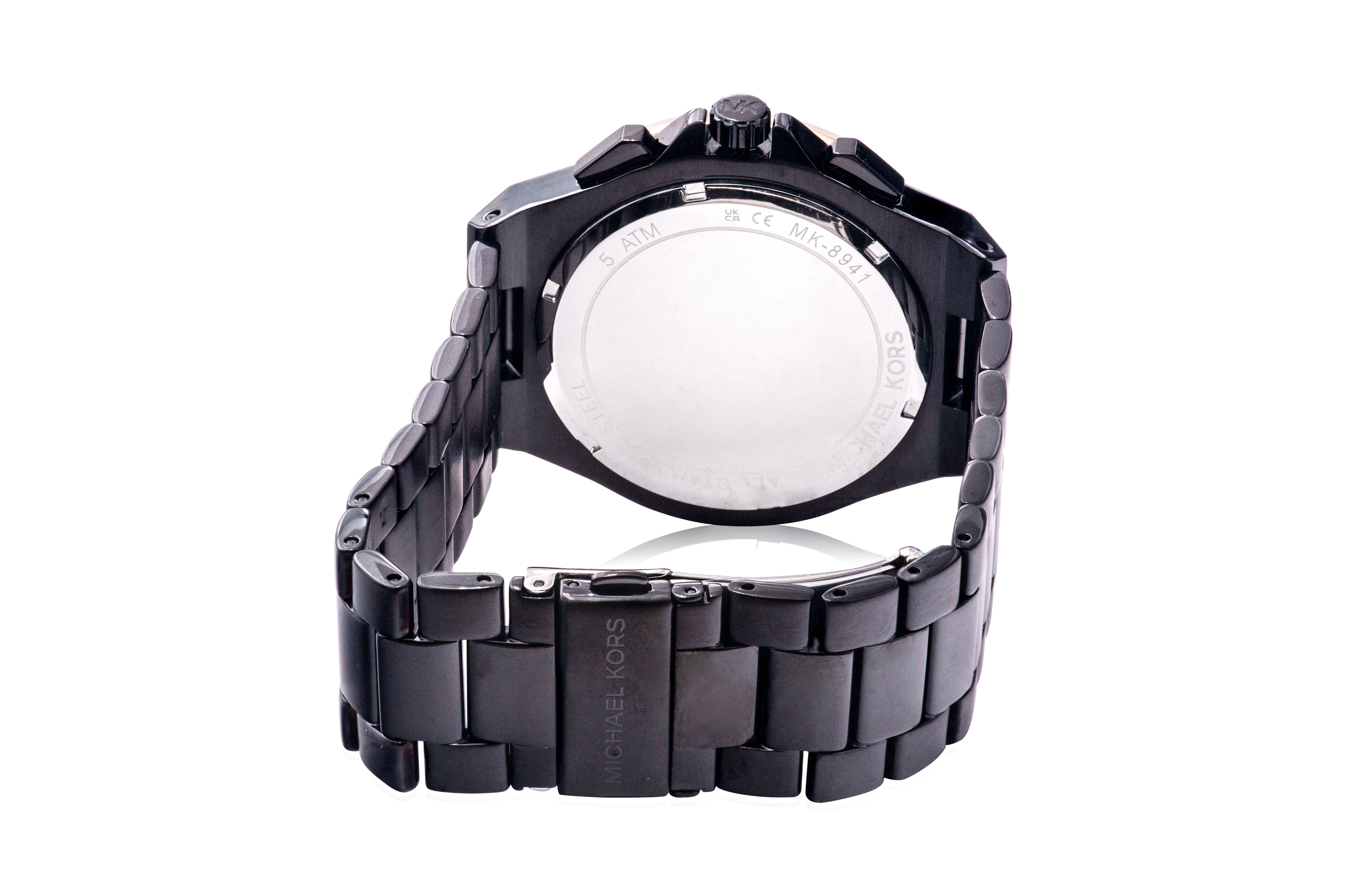 Michael Kors Lennox Chronograph Black Stainless Steel Mens Watch MK8941