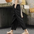 thumbnail image 2 of MITCOWBOY Women Linen Pants High Waist Linen Capris for Women Drawstring Elastic Waist Harem Pant Basic Lightweight Linen Pant Boho Pants for Women Beach Pants for Women Black XL Clearance！, 2 of 5