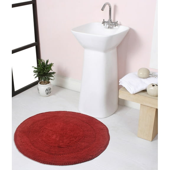 Home Weavers Radiant Collection Bathroom Rug 100% Cotton Tufted Round Shape Bathroom Rug, Soft & Absorbent Bath Rugs, Non-Slip Bath Rug, Machine Wash Dry Bath Mats - 30" Round, Red