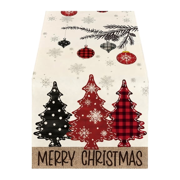 Hvmvliv 12x71 Inch Christmas Trees Snowflakes Table Runner for Winter Holiday Kitchen Dining Table Indoor Outdoor Home Party Decor Multicolor