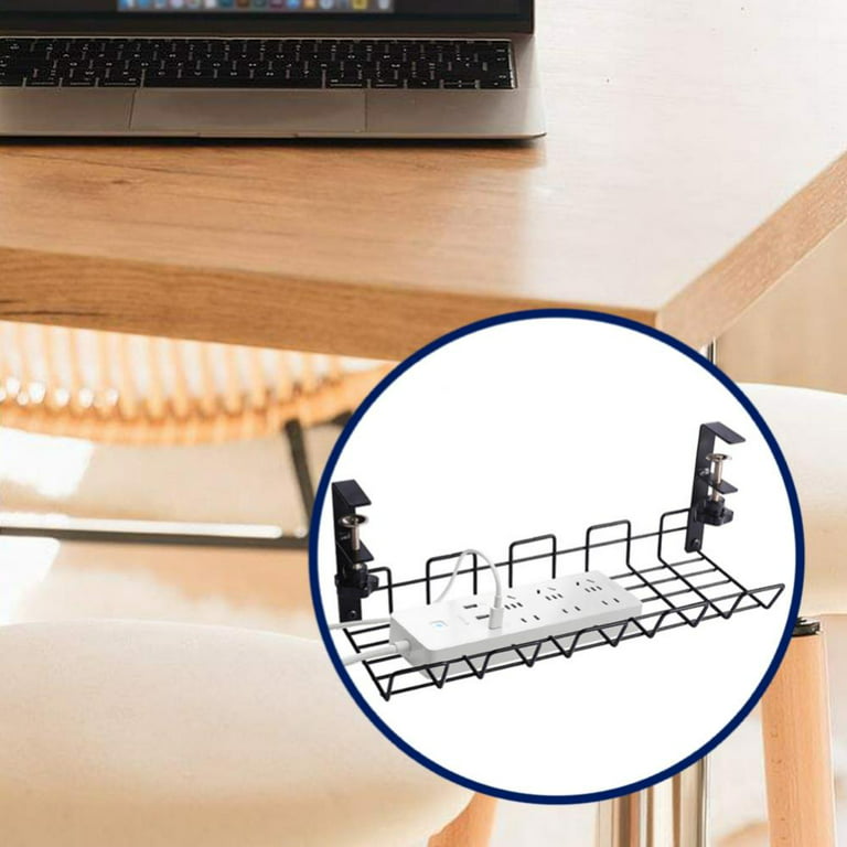 Desky Under Desk Cable Management Channel 6 Plugs / Matte Black