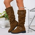 thumbnail image 2 of Suede Buckle Knee High Women's Mid-Calf Boots - Comfortable Casual Dress Winter Footwear for Everyday Wear, 2 of 8