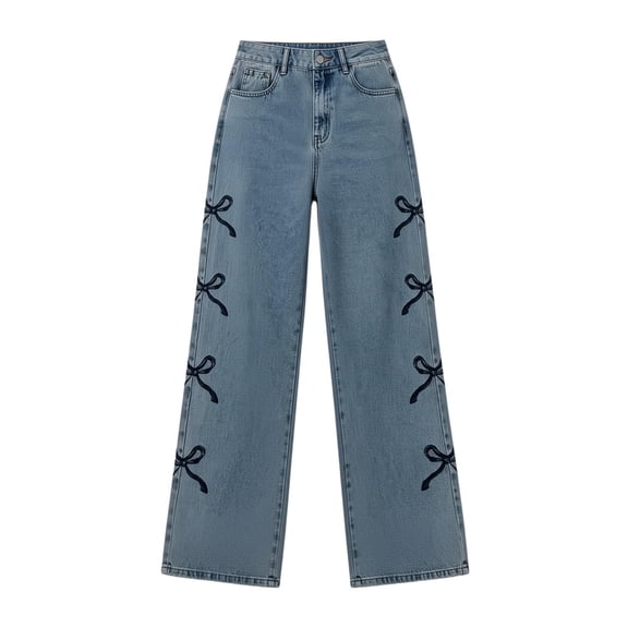 Girls Baggy Jeans Wide Straight Leg Elastic High Waisted Denim Pants Fashion Y2k Boyfriend Skater Streetwear 8-14Y Cute Jeans for School Girls