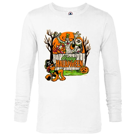 Disney 100 Mickey Donald Goofy & Pluto Happy Halloween D100 - Long Sleeve T-Shirt for Men - Customized-White