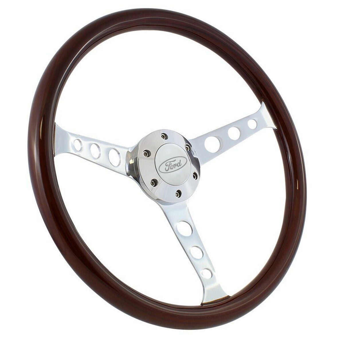 1970 1977 Ford Truck F100 F150 F250 15" Wood & Chrome Steering Wheel