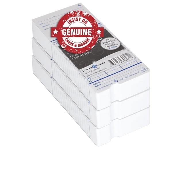 Pyramid Time Systems, 42415PK3, 300 Count Genuine and Authentic Time Cards for 2500, 2500K1, 2600, 2650 Series Time Clocks from Pyramid, Tim