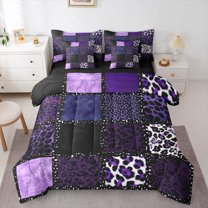Homewish Cheetah Print 7-Piece Twin Bedding Sets for Boys Girls,Animal Print Bedding Comforter Set,Geometric Plaid Breathable Sheet Sets,Super Cozy Room Decor,Reversible