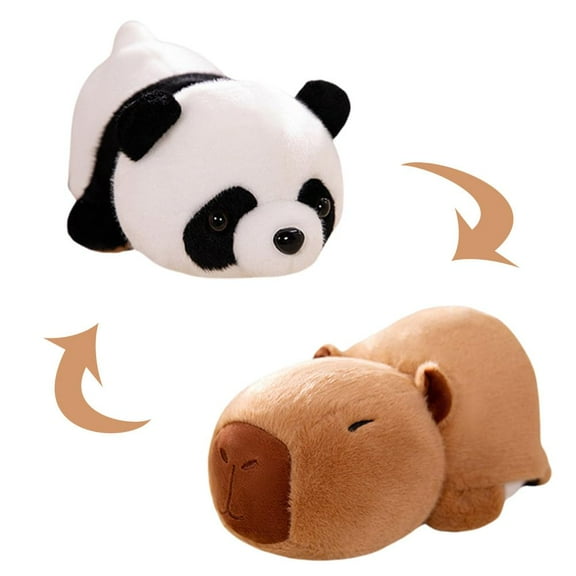 Panda Stuffed Animal Plush Toys,Panda Plush 2 in 1 Reversible Capybara Plush,Cute Stuffed Panda for Adults Kids Decorative Stuffed Animals for Room Bed, Gift (9.4inch)