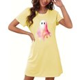 thumbnail image 4 of Sakmal Halloween Moomoo Nightgowns Women Plus Size Yellow Cloud-Like Playful House Dress Crew Neck Ghost Print Short Short Sleeve Nightgowns S-2XL, 4 of 5