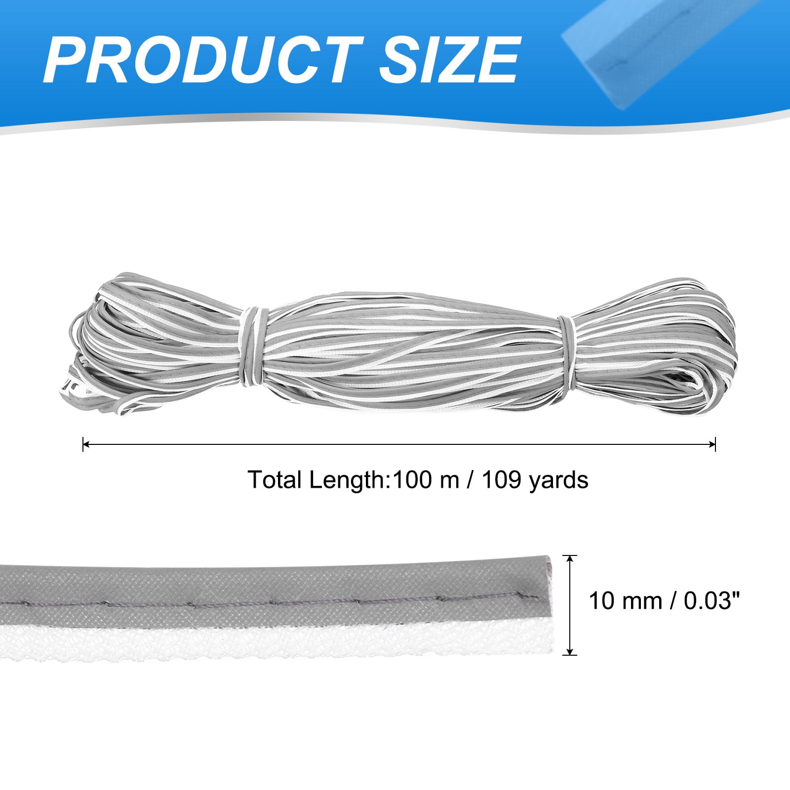 Uxcell Reflective Piping Fabric Strip Edging Braid Trim Sew on High Visibility Piping Tape for Clothing Bag Highlight Silver