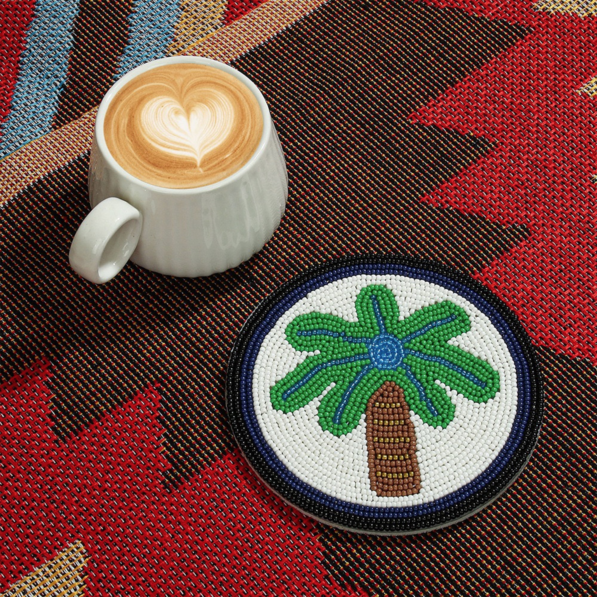 YIFEI Diamond Art Coasters Kit with Holder 4 Pcs Evil Eye Palm Tree Lips Cactus Diamond Painting Coasters DIY Craft Kit for Adults Beginners Gift