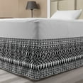 thumbnail image 1 of Vintage Tribal Bed Skirt, Greyscale Repetitive Pattern of Geometric Aztec Inspired Motifs, Elastic Bedskirt Dust Ruffle Wrap Around for Bedding Decor, 4 Sizes, Charcoal Grey Pale Grey, by Ambesonne, 1 of 2
