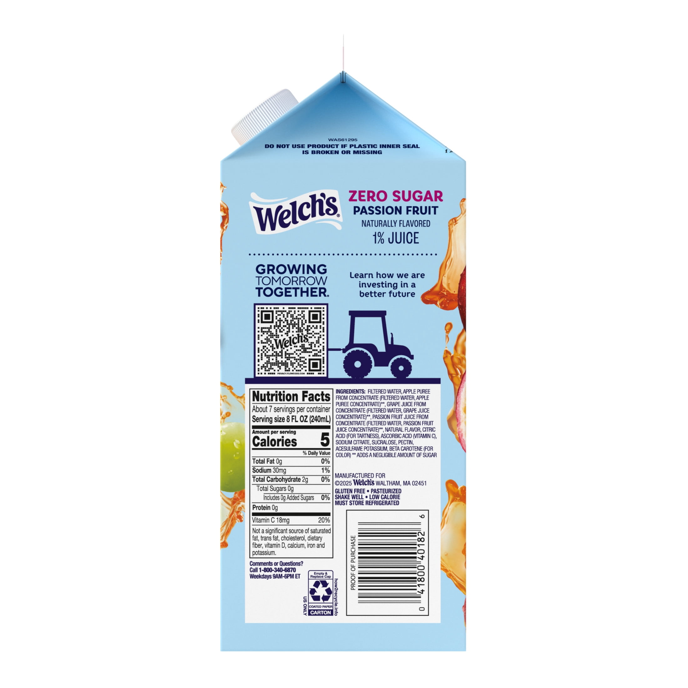 Welch's Passion Fruit Zero Sugar Drink, 59oz fl oz Carton