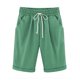 thumbnail image 1 of Bermudas rizadas hasta la rodilla con cordón en la cintura elástica para mujer, pantalones cortos sexys de playa para verano, pantalones cortos lisos con bolsillos para vacaciones para mujer, 1 of 1