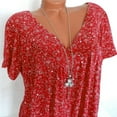 thumbnail image 6 of Summer Savings Clearance! Bxsruta Womens Tops Women Plus Size Short Sleeves V-Neck Print Blouse Pullover Tops Shirt, 6 of 6
