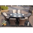 thumbnail image 7 of Outdoor Patio 7-Piece PE Rattan Wicker Oval Fire Pit Dining Table Chair Set, Brown, 7 of 7