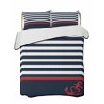 thumbnail image 2 of Quilts Twin Size, Anchor Navy Blue Soft Comforter Bedding Set for Bed, Red Nautical White Geometric Stripes Lightweight Quilted Bedspread with Pillow Cover(2 Pieces) for All Season, 68x86 Inch, 2 of 6