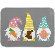 Three Easter Gnomes Egg Dish Drying Mat Kitchen Home Decor Bunny Carrot Absorbent Dishes Dry Pad Easy Clean Drainer Mats for Baby Bottle Countertops