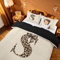 thumbnail image 3 of meiyoeat kawaii Bow Monogram Design Twin Duvet Cover,Leopard Print Initial S Twin Bedding,Black Reversible,2-Piece,1 Duvet Cover and 1 Pillowcase, 3 of 6