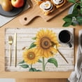 thumbnail image 2 of Sunflower Placemats Set of 4 Yellow Summer Flowers Bee Botanical Wooden Place Mats Indoor Wipeable Table Mats Washable Cloth Dining Table Placemats for Kitchen Holiday Party Home Decor 13x19 Inch, 2 of 9