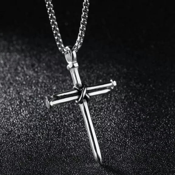 GKNET Men's Christ Jesus Nail Rope Cross Pendant Necklace Christian Delicate Jewelry Chain ·