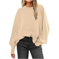 thumbnail image 3 of Weiqiqre Sweaters for Women Oversized Sweaters Batwing Sleeve Mock Neck Jumper Tops Chunky Knit Pullover Sweater, 3 of 8
