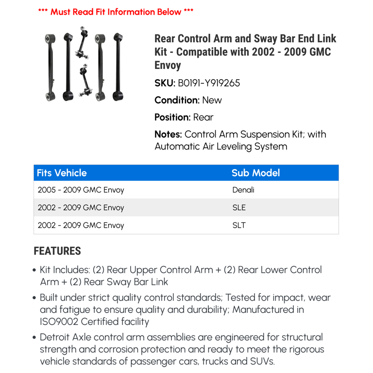 Rear Upper Trailing Arm For 2002-2009 GMC Envoy 2003 2005 2007 2004