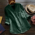 thumbnail image 5 of Guiexla Women Spring Autumn Shirt Top Solid Color Loose Fit Breathable Fabric V-Neck Long Sleeves Single-breasted Casual Top Streetwear, 5 of 7