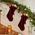 thumbnail image 6 of Burgundy Red Christmas Bows Stocking, 19" Velvet Christmas Stocking Personalized Large Christmas Stocking for Xmas Tree Decoration, Christmas Mantel Decor Stained Red Bows Ribbon Xmas Gifts Stocking, 6 of 7