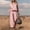 Pink plus size summer outfits a1, variant on Cagogo Women Plus Size High Neck Sleeveless 2 Piece Set Casual Loose Fit Solid Summer Vacation Outfits Boho Print Pants Matching Lounge Sets Cruise Travel Clothes, Dark Blue 2XL
