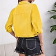 thumbnail image 4 of NANAHuang 3/4 Sleeve Short Jean Jackets for Womens Trendy Lapel Button Down Cropped Denim Jacket Trucker Coats with Pockets, 4 of 6