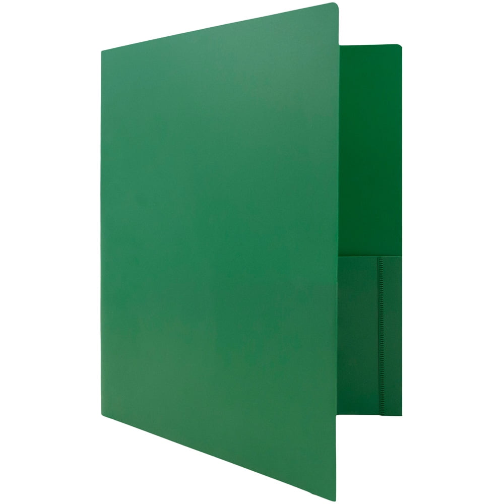 JAM Paper Heavy Duty Plastic Two Pocket Presentation Folders, Green, 6 Pack