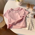 thumbnail image 3 of FSYBOA Girls Cotton T-shirts, Short Sleeve Fashion Casual Crew Neck Kids Tees Pink Size 2 T, 3 of 8