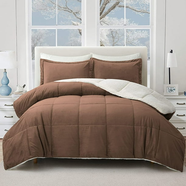 Sherpa Comforter Set Queen, Winter Warm Velvet Comforter Queen Size