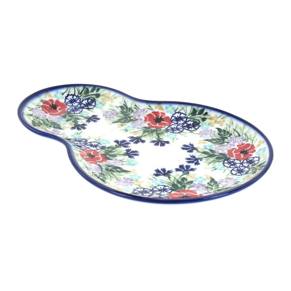 Blue Rose Polish Pottery Summer Garden Oval Breakfast Plate