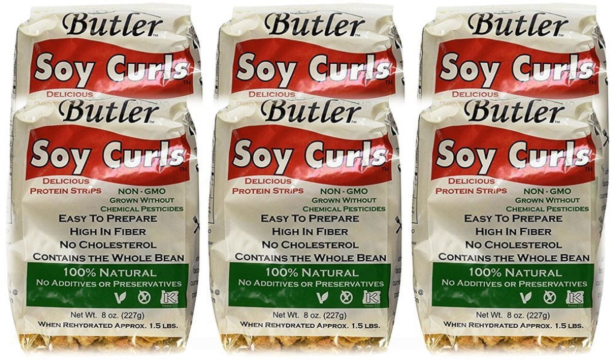 Butler Soy Curls, 8 oz Bags (Pack of 6) | Bulk Plant-Based Meat Alternative, Whole Soy Protein, Vegan, Gluten-Free, Non-GMO, Shelf-Stable, 100% Natural, Pantry-Friendly