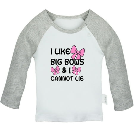 

iDzn I like Big Bows and I Cannot Lie Funny T shirt For Baby Newborn Babies T-shirts Infant Tops 0-24M Kids Graphic Tees Clothing (Long Gray Raglan T-shirt 12-18 Months)