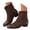 Coffee, variant on Fall Boots for Women 2025 Cap Toe Trendy Gogo Ankle Boots Zip up Heeled Short Booties