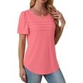 thumbnail image 4 of Fantaslook Women Blouses Dressy Casual Summer Short Sleeve Shirts Crew Neck Pleated Tunic Tops, 4 of 8