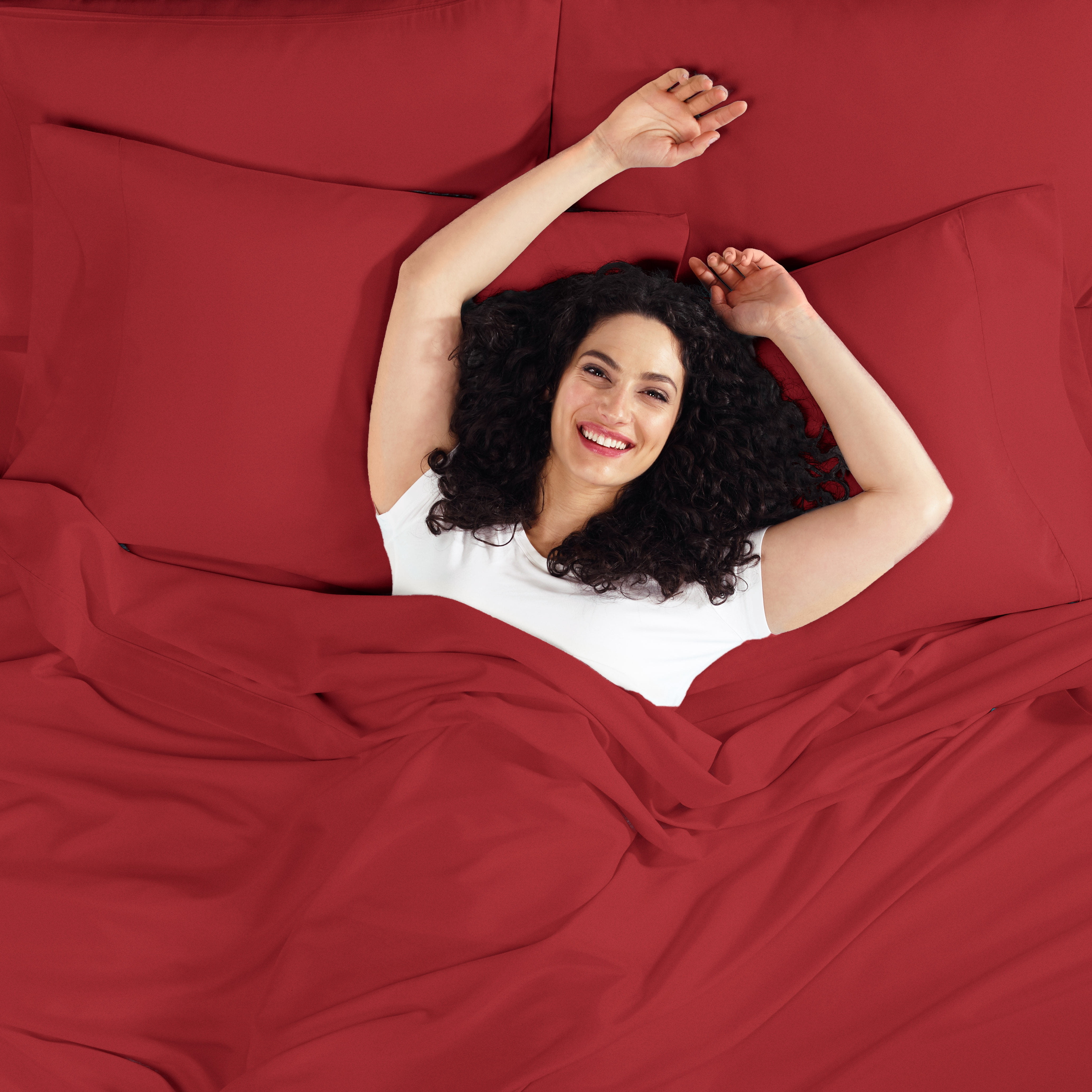 Hearth & Harbor Deep Pocket 4 Piece Solid Bed Sheet Set, 1800 Thread Count Microfiber Sheets, Full, Burgundy