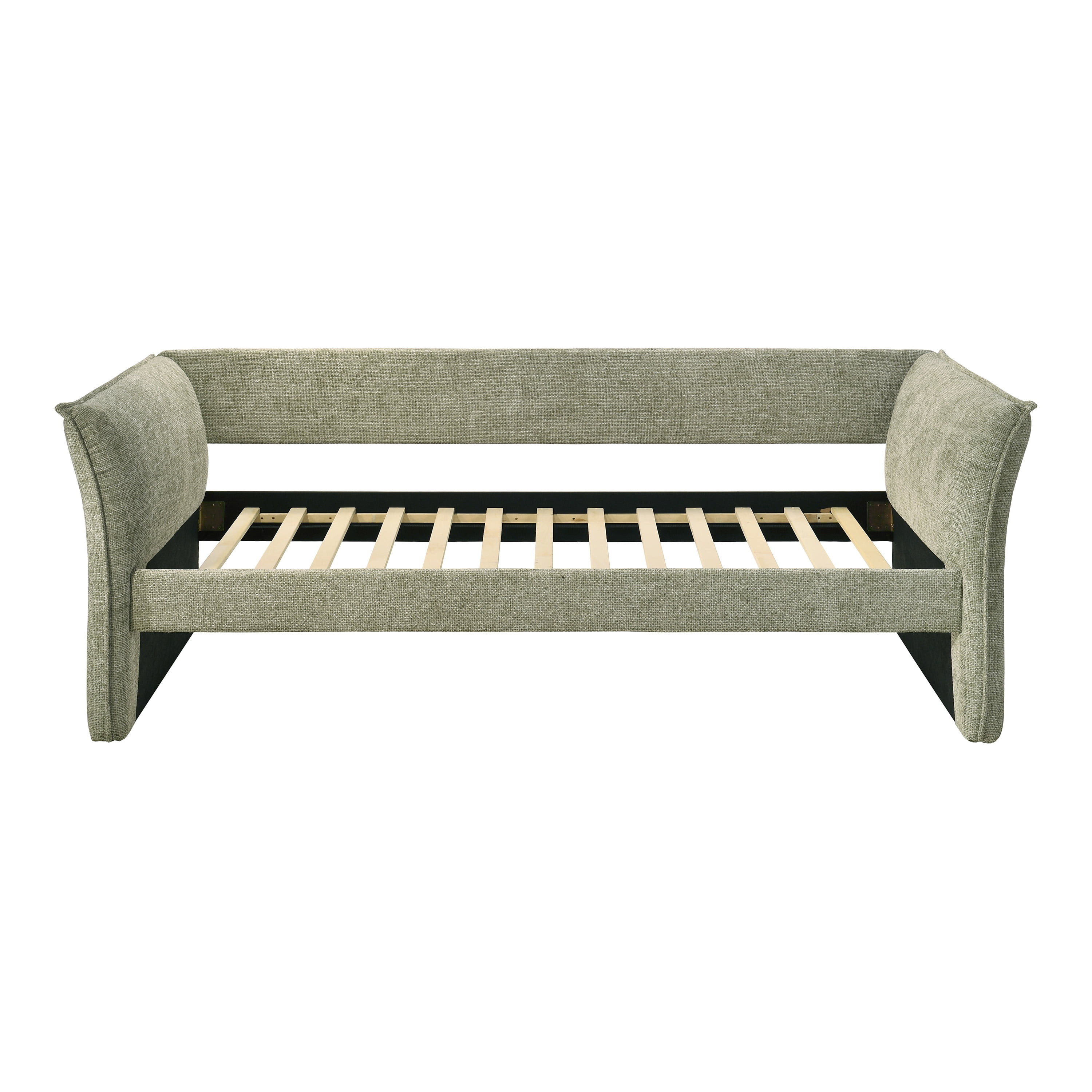 Furniture of America Liovet Fully Fabric Upholstered Flared Arm Twin Daybed with Trundle, Light Green