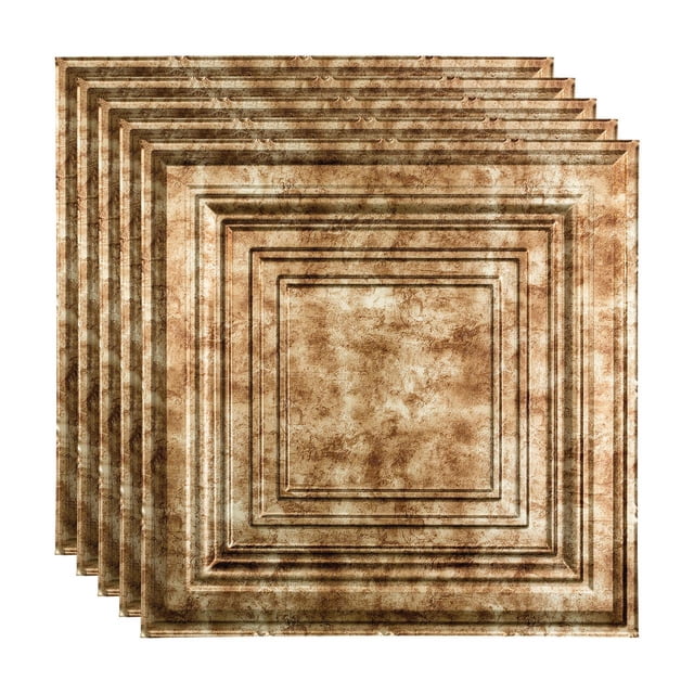 FASÄDE Traditional 3 Decorative Vinyl 2ft x 2ft Lay in Ceiling Panel in Bermuda Bronze (5 Pack)