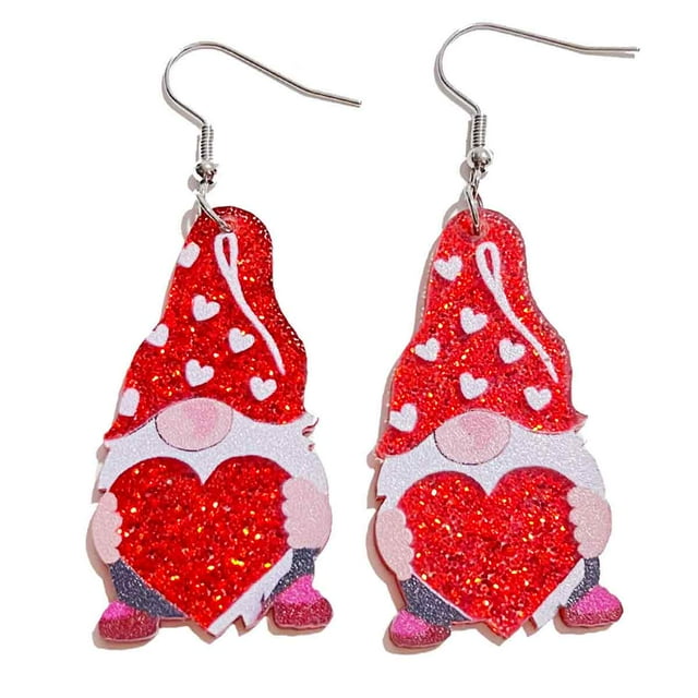Boucles d'Oreilles d'Amour pour Femmes en Acrylique Mignon Animal Boucles d'Oreilles Rouges Saint-Valentin Mariage Anniversaire Bijoux Cadeau Fête des Mères